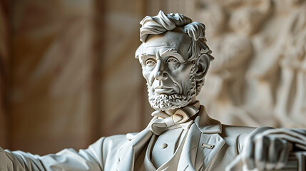 Abraham Lincoln Statue Memorial Paper Craft Art Concept - With Copy Space, President's Day Concept Art