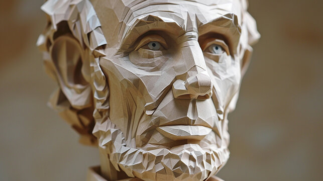 Abraham Lincoln Statue Memorial Paper Craft Art Concept - With Copy Space, President's Day Concept Art