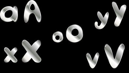 silver shiny alphabet pack collection set illustration in vector format