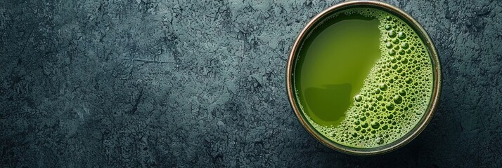 matcha on solid background with copy space