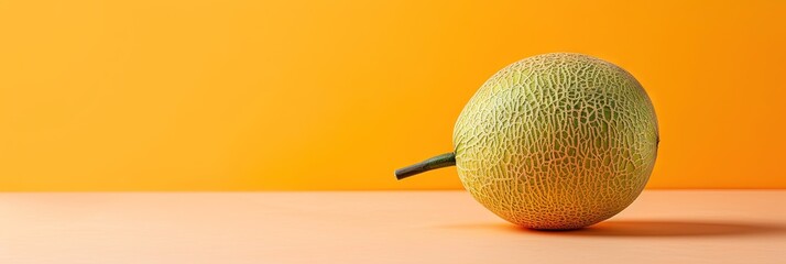 Cantaloupe fresh and fruity on solid background with copy space - obrazy, fototapety, plakaty