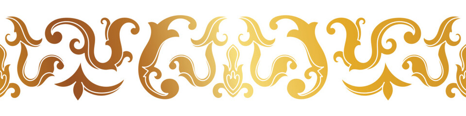 abstract floral border seamless golden paper border woodcarving decorative pattern