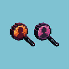 Fototapeta premium Isometric Pixel art 3d of magnifying people icon for items asset. Portrait icon on pixelated style.8bits perfect for game asset or design asset element for your game design asset.