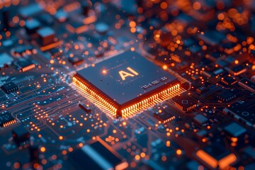 AI Technology Microchip Circuit Board