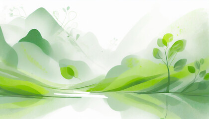 Obraz premium 新緑の春の水彩画テイスト,Generative AI AI画像