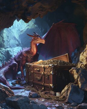 dragon guarding a treasure