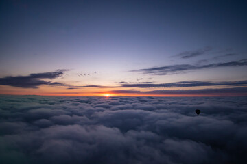 Sunrise from a hot air balloon over the hunter valley
