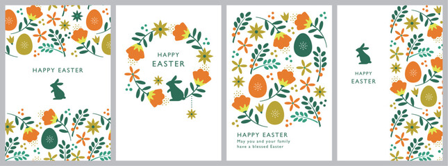Set of 4 Easter card designs.