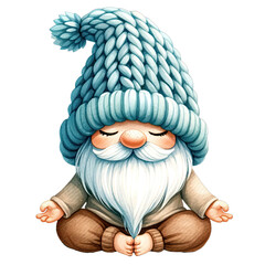 Yoga Gnome Watercolor Cute Gnome Doing Yoga, Transparent Background Gnome Clipart