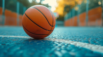 Basketball on a basketball court, generative ai.