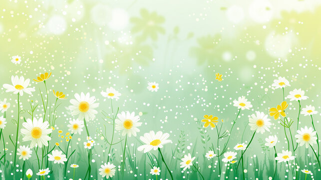 春の野原のようなボタニカルのイラスト背景
