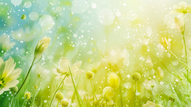 春の野原のようなボタニカルのイラスト背景