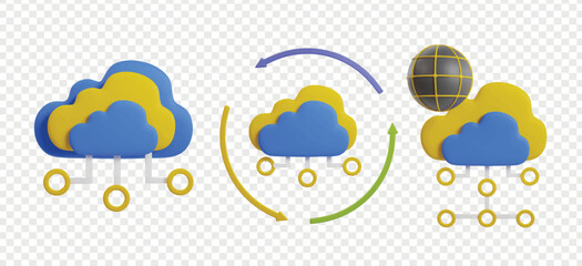 Cloud Computing 3d icons clipart. Tech 3d icons for homepage or UI UX.