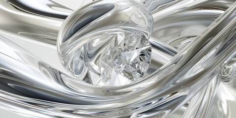 Liquid diamond swirls, intertwining in an elegant, abstract dance, suggesting luxury and fluidity