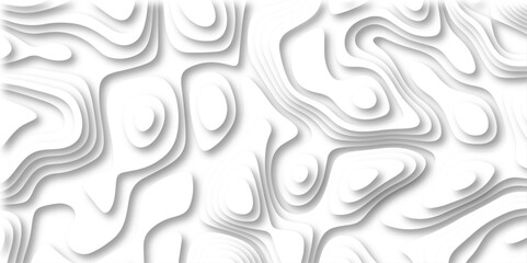 3D Papercut Stylized White topographic contour scheme and terrain. Topography grid map. Contour map background. Geographic line mountain relief. Abstract lines or wavy backdrop background.