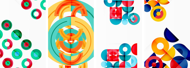 Circles and rings geometric backgrounds. Posters for wallpaper, business card, cover, poster, banner, brochure, header, website