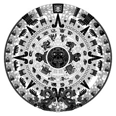 Solar calendar of the ancient Aztec civilization - obrazy, fototapety, plakaty