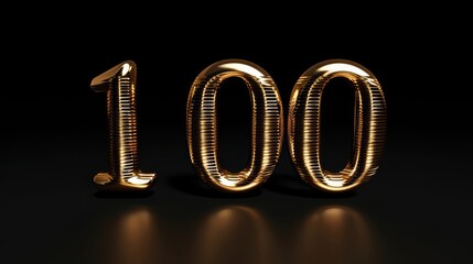 Number 100 Logo Golden Metallic Icon Unique Generative AI