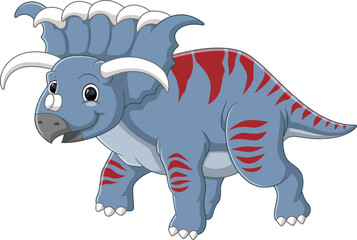 Cartoon kosmoceratops dinosaur on white background