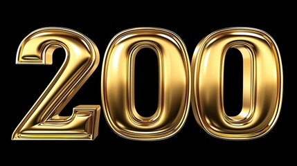 Number 200 Logo Gold Metallic Symbol Style Generative AI