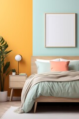 frame inside modern bright color bedroom