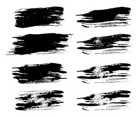 set of watercolor brush strokes, black and white paint stroke brush on white background, brush bundle 