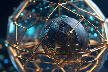 Glass World Globes, Network Polygon, Generative AI 