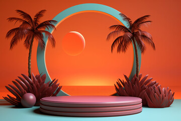 Obraz premium Tropical podium 3d background