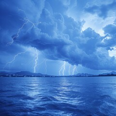 Lightning Storm Over Ocean - Electrifying Seascape Photography
