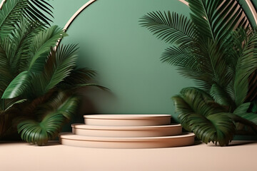 Fototapeta premium Tropical podium 3d background