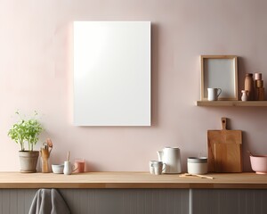 Fototapeta na wymiar blank canvas mockup on pink background