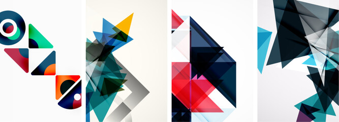 Fototapeta premium Triangle poster set for wallpaper, business card, cover, poster, banner, brochure, header, website