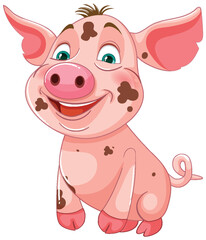 Vector illustration of a happy, smiling piglet.