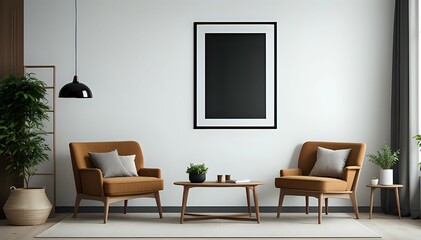 Style loft interior with gray armchair on cozy wall.3d rendering