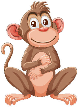 Adorable vector illustration of a seated monkey