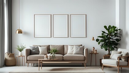 Fototapeta na wymiar Style loft interior with gray armchair on cozy wall.3d rendering