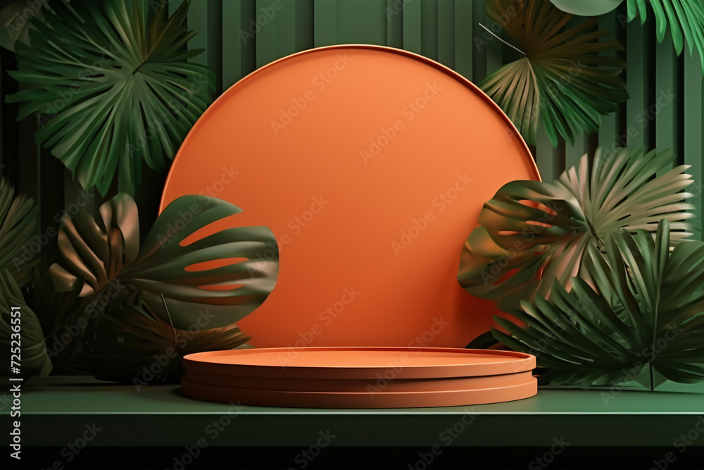 Wall mural Tropical podium 3d background