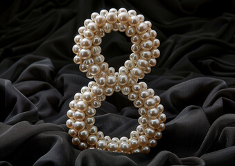 Number eight symbol crafted from pearls for womens day celebration
