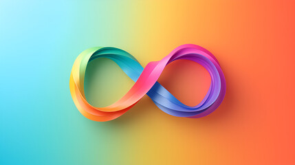 World autism awareness day concept Autism infinity rainbow symbol sign on colorful background. generative ai - obrazy, fototapety, plakaty