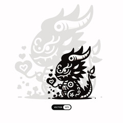 Fototapeta premium [ MEIJICRAFT ] Silhouette Dragon Monster Fantasy Mascot Logo Icon Illustration
