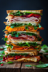 Vibrant picture of colorful sandwiches for tasty lunch spread