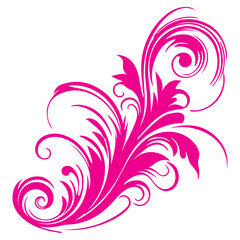 elegant swirls damask with floral hand draw pink line style element illustration isolated on white background