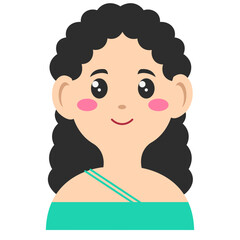 Beautiful and cute female face sticker,art illustration