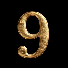 Number 9 Logo Golden Metal Icon Unique Generative AI