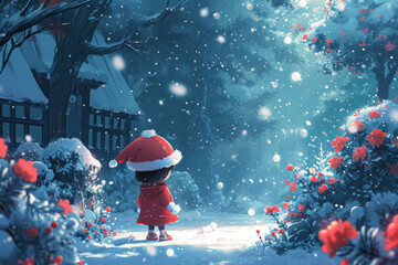 family playing in snow