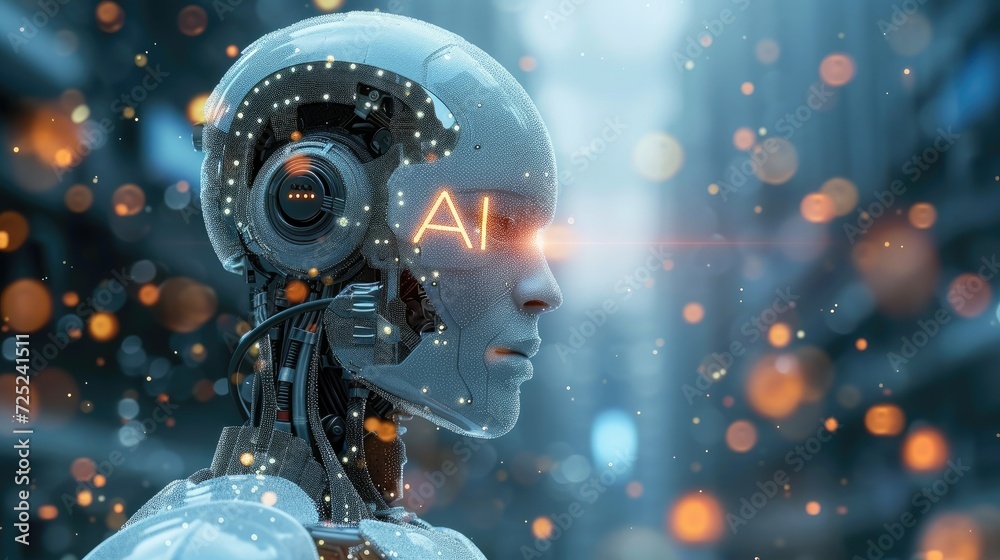 Poster The robot with the letters 