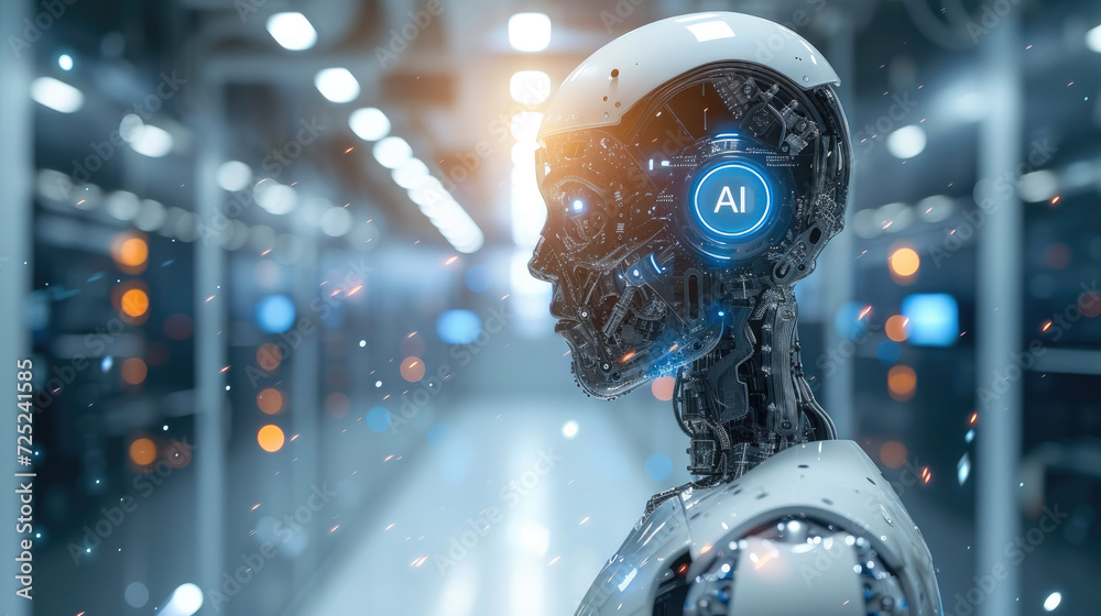 Poster The robot with the letters 