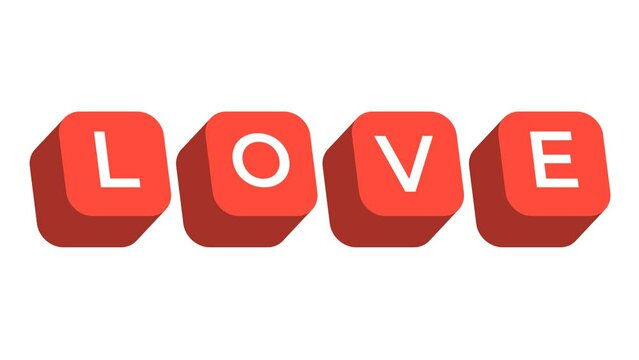 Love isometric text Animation with transparent background