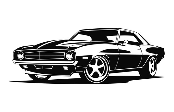 American Classic Car vector black silhouette isolated on a white background
