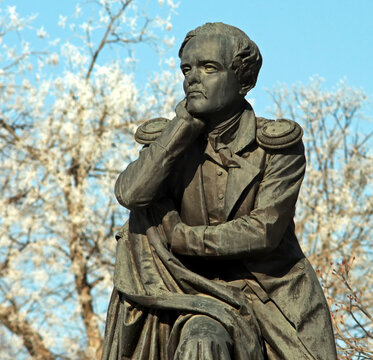 Sculpture of Poet Lermontov in Pyatigorsk.